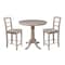 International Concepts Round 36 in Rd Extend Dining Table 34.9 inH, 2 Madrid Stools, Gray Taupe, 36 W, 48 L, 34.9 in H, Wood K09-36RXT-S402-2 - alternate 1